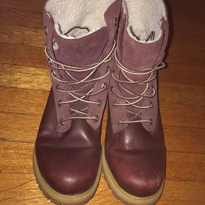 Maroon Timberland boots